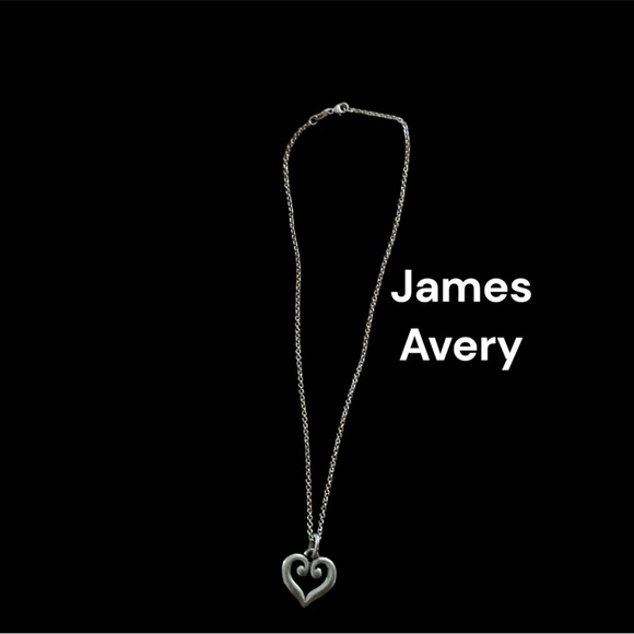 JAMES AVERY SCROLL HEART PENDANT WITH 16” CHAIN GENTLY WORN, GREAT GIFT - Picture 1 of 3